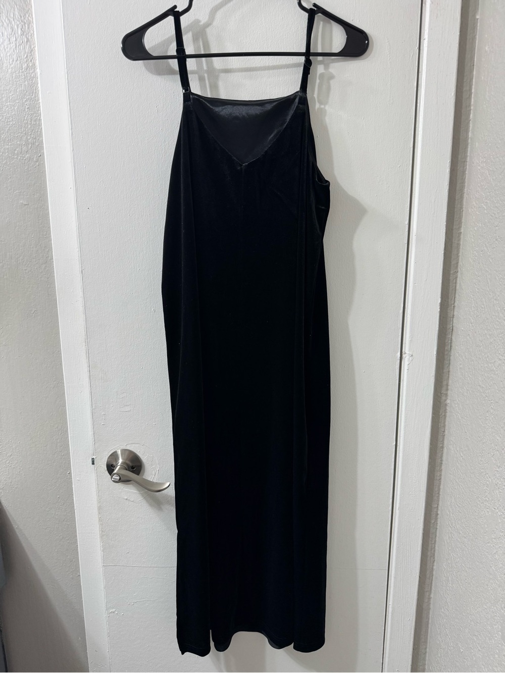 Classic Black Velvet Slip Dress - Women's